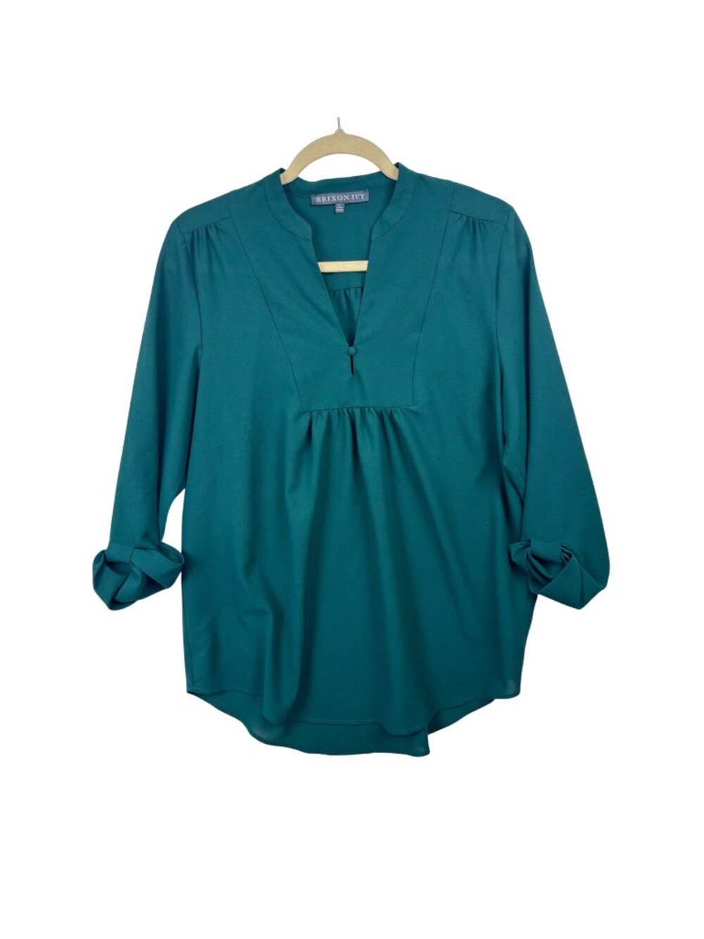 ✨3/$30 Brixton Ivy Green Long Sleeve Blouse Womens M Button Detail